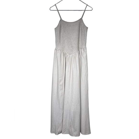 Rachel Zoe Dresses & Skirts - Rachel Zoe tan rayon linen blend smocked v waist spaghetti strap maxi dress